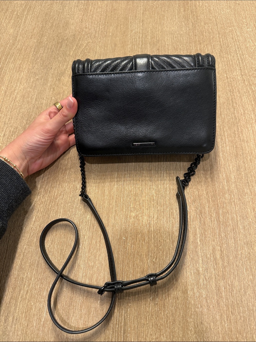 Rebecca Minkoff Black Quilted Leather Crossbody Shoulder Bag - Picture 3 of 6